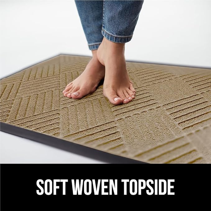 GORILLA GRIP 100% Waterproof All-Season WeatherMax Doormat US Designed Natural Rubber, Stain and Fade Resistant, Low Profile Indoor Outdoor Door Mats, Easy Clean Patio Mat, 17x29, Beige Diamond - Image 7