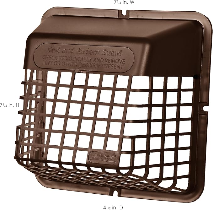 Deflecto Universal Bird Guard Dryer Vent Cover, For Use with 4 Inches Clothes Dryer Vents, Brown (UBGBB) - Image 5