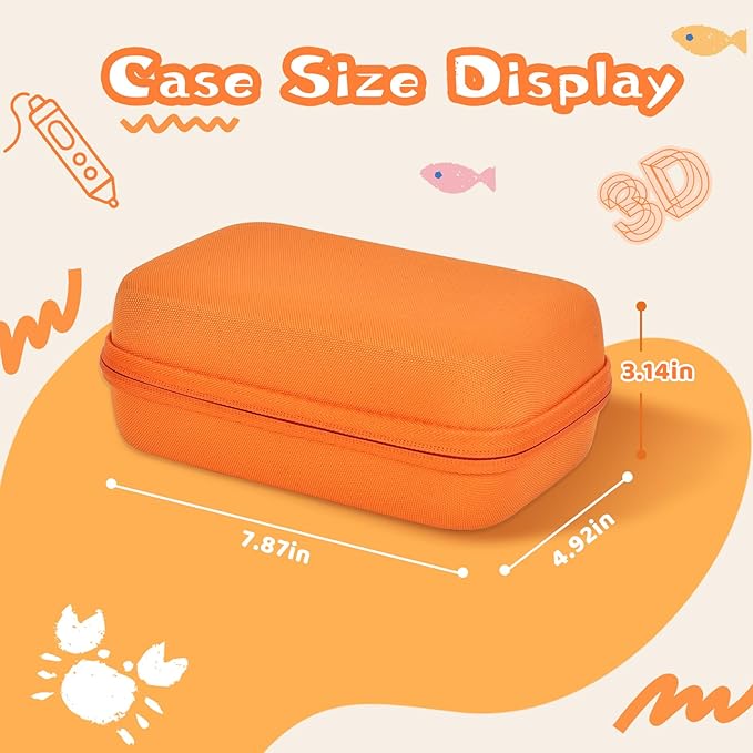 Case Compatible with 3Doodler Start+ Essentials for 3D Pen Set for Kids, Carrying Holder Fit for Printing Pens, Storage Organizer for Printing Filament Refill, Micro-USB Charger (3D-02-Orange) - Image 2