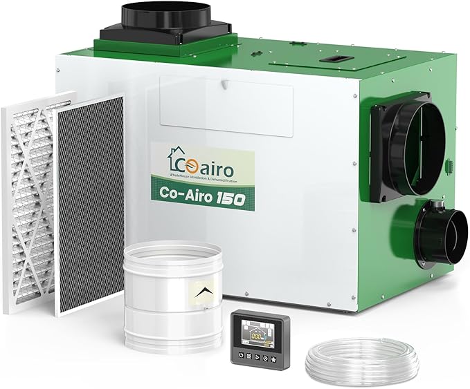 Whole House Dehumidifier with Controller, 280 Pint with Fresh Air Function, Crawl Space Dehumidifier with Drain Hose Up to 3500 sq. ft. for Grow Tent, Whole House, Commercial, Basement by Coairo