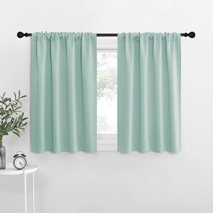 NICETOWN Blackout Curtains for RV Windows, Aqua Blue, 29" by 20", 2 Panels, Room Darkening Window Curtain Panels, Easy-Care Solid Thermal Insulated Draperies/Drapes for Daughter Room by NICETOWN
