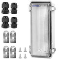 Waterproof Outdoor Project ABS Plastic Junction Box IP67 Weatherproof Dustproof Enclosure with Hinged Cover, Mounting Plate,Wall Brackets for Power Project (Clear,10.2"x4.3"x3.0") by XINYIELE