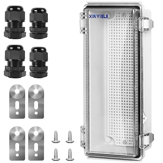 Waterproof Outdoor Project ABS Plastic Junction Box IP67 Weatherproof Dustproof Enclosure with Hinged Cover, Mounting Plate,Wall Brackets for Power Project (Clear,10.2"x4.3"x3.0") by XINYIELE