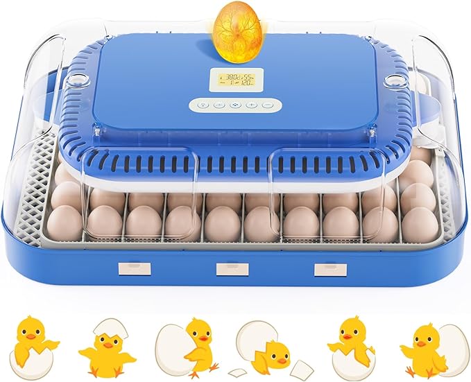 70 Egg Incubator for Hatching Eggs, Intelligent Incubator with high Hatch Rate - DualPower System, Auto Temperature & Humidity Control for 30+ Species, 360° Observation Dome & Cold Spectrum Candling by Unknown