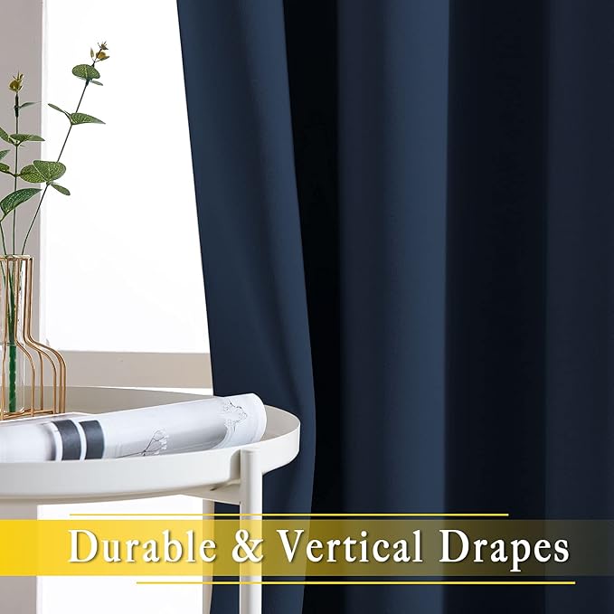 NICETOWN Navy Blue Blackout Room Divider Curtains 90 inch Length, Grommet Energy Saving Thermal Drapes Sound Reducing Window Treatments for Living Room, 1 Panel, W80 x L90 - Image 5