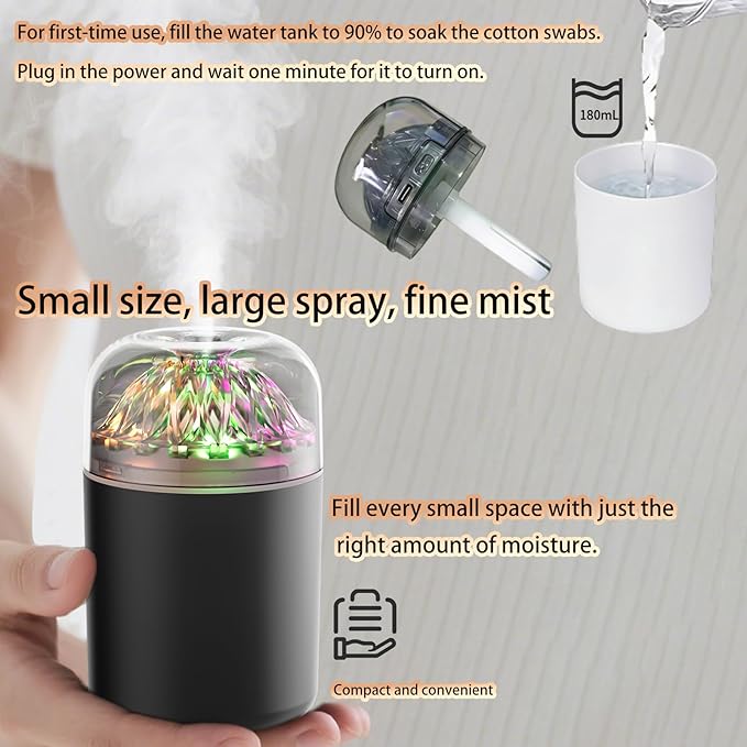 Mini Personal Cool Mist Humidifier-Humidifier for plants with led lights,usb portable air humidifiers ultra-quiet, Suitable for Babies, Kids, Indoor, Bedroom, Office, Car, Travel - Image 6