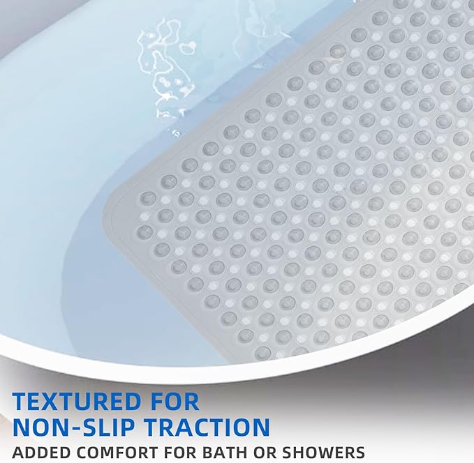 ZHICHENG Bath Tub and Shower Mats, Non-Slip 39 x 16 Inch Extra Long Bath Mat, Machine Washable Bathtub Mat with Drain Holes, Suction Cups for Bathroom (Colour) - Image 4