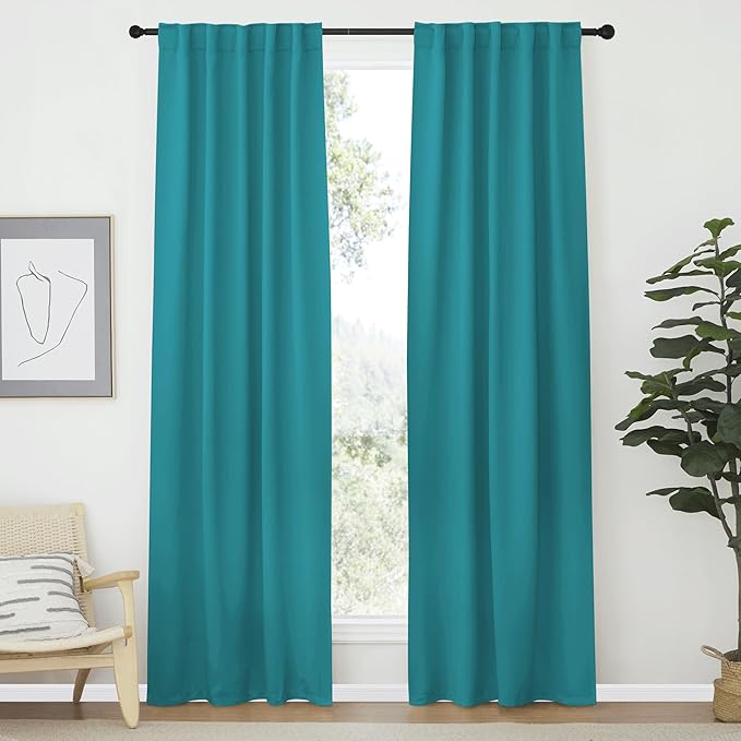 NICETOWN Blackout Curtain Panels Window Draperies - (Peacock Blue Color) 34-Inch Wide x72-Inch Long, 2 Pieces, Home Decoration Light & Noise Reducing Window Covering Room Darkening Drapes for Bedroom by NICETOWN
