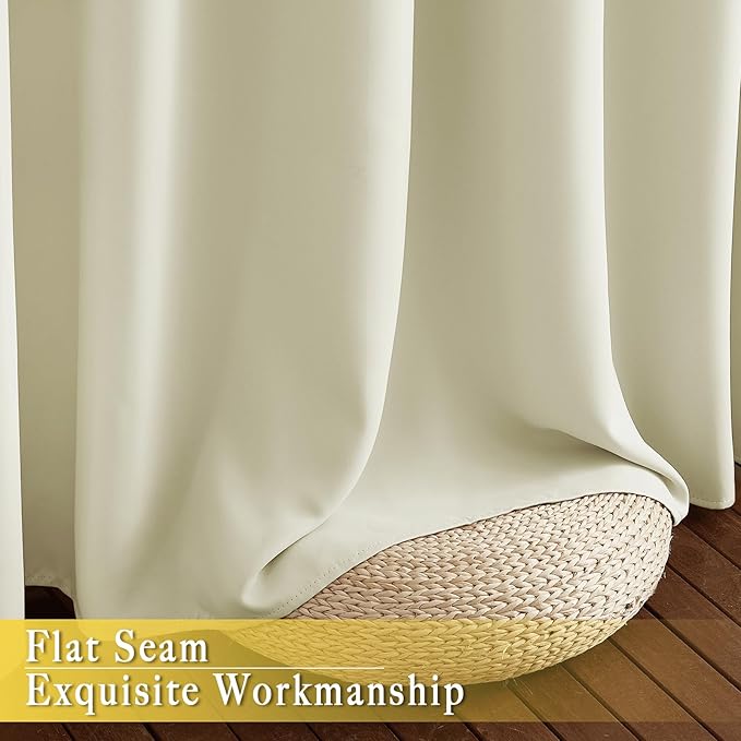 NICETOWN Room Darkening Beige Curtain 80 inch Length, Grommet Thermal Insulated Doorway Drape Blackout Curtain Sound Reducing for Bedroom/Living Room, 1 Panel, W46 X L80 - Image 7