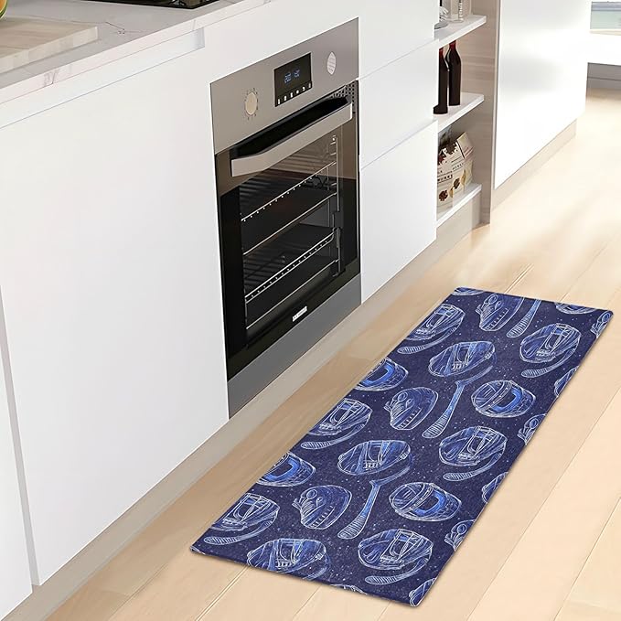 Ice Hockey Pattern Blue Decorative mat Non Slip Anti Mold Washable Rugs for Bathroom for Entrance Hall Accessories 39x20in alfombra para ba?o - Image 6