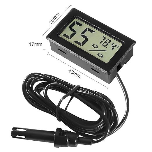 2Pcs TPM-10 Digital Mini Hygrometer Thermometer Gauge with Probe LCD Display Fahrenheit Indoor Temperature Humidity Meter for Incubator Reptile Plant Terrarium Humidor Guitar Case Greenhouse - Image 2