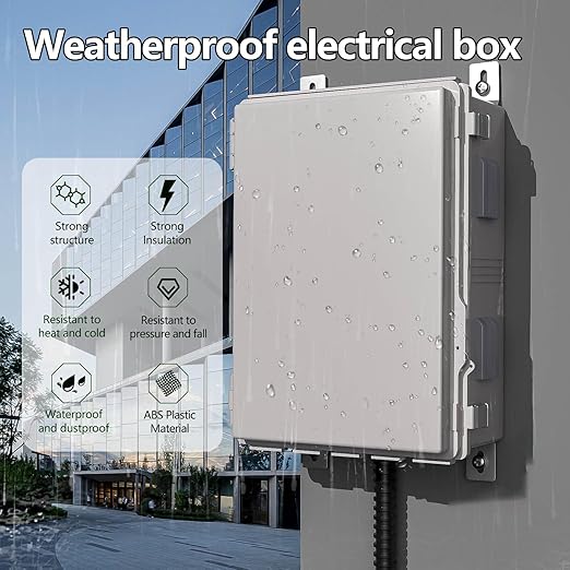 Electrical Junction Box, Ventilated Design, Cable Grommets, Indoor/Outdoor Use with Mounting Panel & Hinged Cover. Waterproof IP 65. (Grey Cover, 17.7"x13.7"x7.9") - Image 2