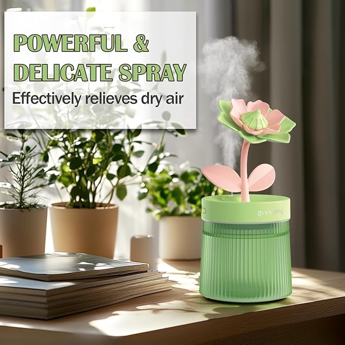 Cute Mini Humidifier 320mL Cool Mist Humidifie mute with 2 Mist Modes,for Home/Nursery/Office,Portable Mini Air Moisturizer,rechargeable mini humidifier(Gardenia purple) - Image 4