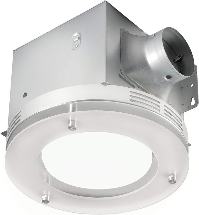 Homewerks 7117-02-HW Bathroom Fan Integrated LED Light Ceiling Mount Exhaust Ventilation 1.5 Sones 80 CFM, Frosted by HomewerksWorldwide