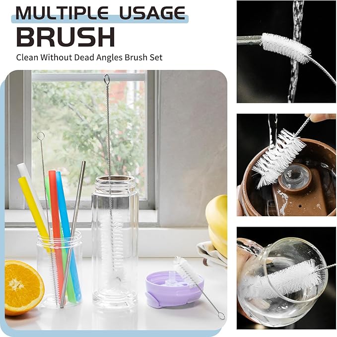 Living and Giving 3Pcs Set of Bottle Brush Flexible Cleaning Brushes Kitchen Nylon Multifunction Clean Brush Set - Image 2