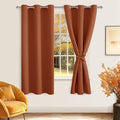 Hiasan Fall Blackout Curtains for Bedroom, 38 x 72 Inches Long - Thermal Insulated & Light Blocking Window Curtains for Living Room Home Decor, 2 Drape Panels Sewn with Tiebacks, Burnt Ochre by Hiasan