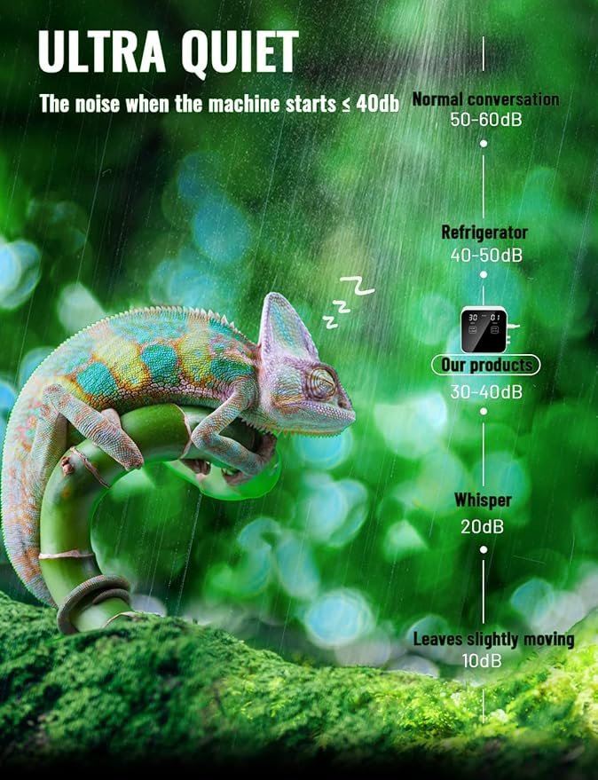 Reptile Mister Automatic, Quiet Reptile Misting System with Timer, Reptile Fogger Humidifiers with Fine Water Mist Nozzles, Terrarium Mister Humidifiers with Water Shortage Protection - Image 3