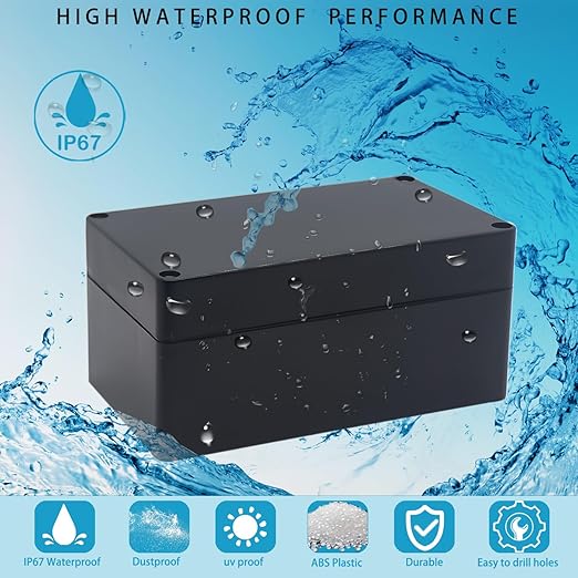Watertight Junction Box, IP67 Waterproof Project Box Durable ABS Plastic Electronic Enclosure Case for DIY Electrical Project Black 6.22" x 3.54" x 2.36"(158 x 90 x 60 mm) 2Pcs - Image 7