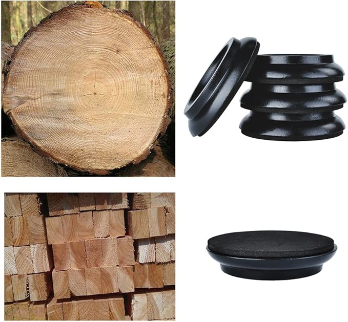 Upright Piano Caster Cups,Premium Quality Hardwood Piano Caster Pads Furniture Leg Pad Set of 4,with Non-Slip Moisture-Proof& Anti-Noise Felt Pads for Hardwood Floor Protectors ((Hardwood-Black) - Image 4