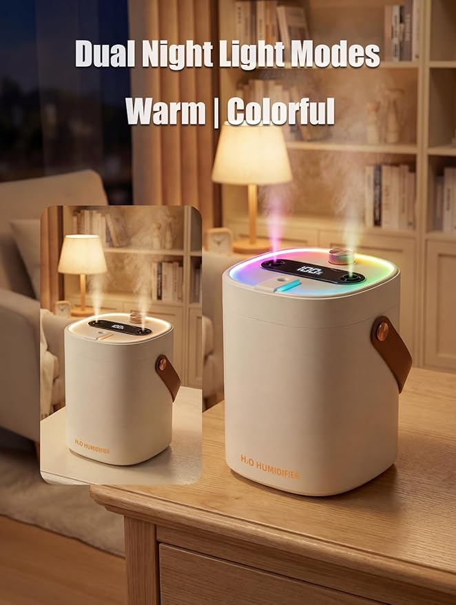 Humidifier, Essential Oil Diffuser, 2L Top Fill Humidifiers for Bedroom, Night Lights, Ultrasonic Cool Mist Humidifier, Auto Shut-Off for Plants Dorm Room Office Home - Image 4