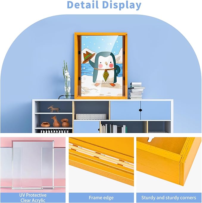 Artwork Shadow Box with LED Light, Changeable Photo Album Display & Storage Frame, Dried Flowers Display Shadow Box, Wall-mounted & TabletopGrass Green - Image 4
