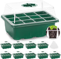 MIXC 10 Packs Seed Starter Tray Seed Starter Kit with Humidity Dome (120 Cells Total Tray) Seed Starting Trays Plant Starter Kit and Base Mini Greenhouse Germination Kit for Seeds Growing Starting by MIXC