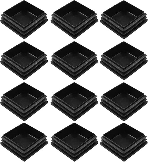12 Pack 2" Square Plastic Plugs, Black Tubing End Caps Plugs Insert for Square Tube and Furniture Legs by Bonsicoky