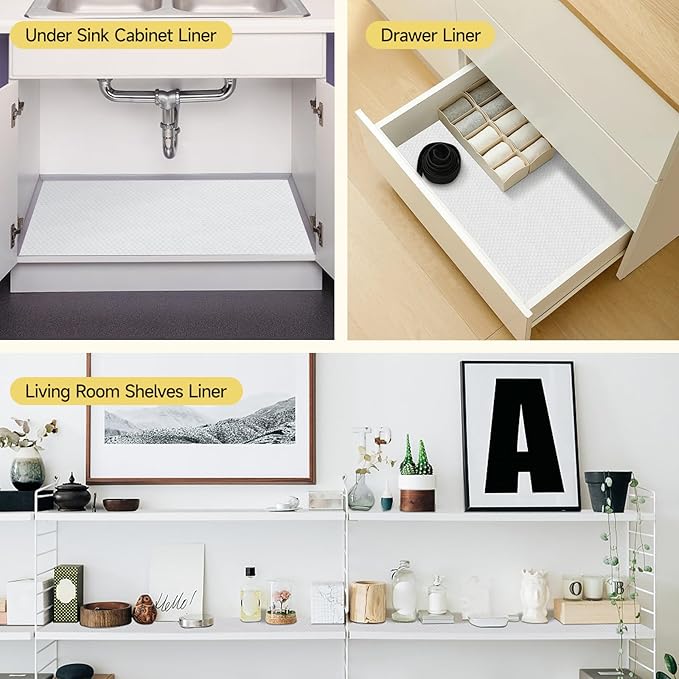 WochiTV Adhesive Shelf Liner 11.8 X 59 Inches Peel and Stick Kitchen Liner for Cabinets, Drawers Removable Protector Mat Waterproof Contact Covering for Dresser Pantry Countertops Shelves, White - Image 7