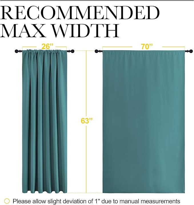 NICETOWN Blackout Curtains for Bedroom, Window Curtain Panels, Thermal Insulated Solid Rod Pocket Blackout Draperies/Drapes (Sea Teal, One Pair, 70 by 63-inch) - Image 7