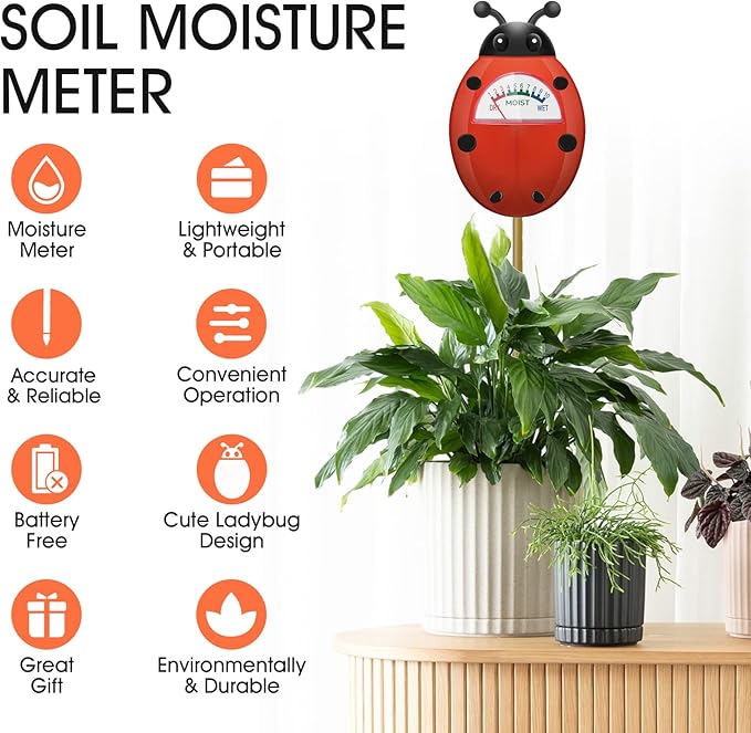 UNIWA Soil Moisture Meter, Plants Moisture Meter, Gardening Tool Kits for Plant Care, Plant Water Monitor for Garden, Farm, Lawn Indoor & Outdoor Use, No Batteries Required - Image 2
