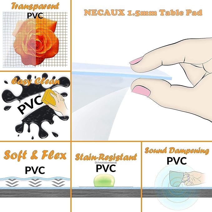 NECAUX Custom 27.6 x 47.3 Inch Frosted Table Cover Protector, 1.5mm Thick Plastic Scratch Resistent Heavy Duty Desk Pad Mat Non-Slip Tablecloth Protector for Coffee Table, Sofa Table, Media Stand - Image 6