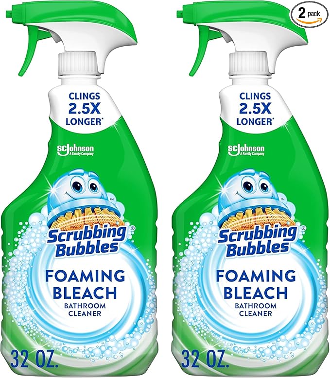 Scrubbing Bubbles Foaming Bleach Bathroom and Shower Cleaner Disinfectant Spray, Helps Erase Mold & Mildew, 32oz (Pack of 2) by ScrubbingBubbles