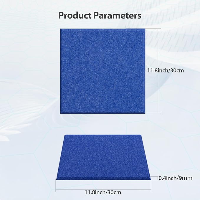 12 Pack Acoustic Panels Self Adhesive Sound Proof Foam, High Density Sound Acoustic Panel, 12X12X0.4 Inch Square Panels in Home, Office, Reccording Room, Studio,and more(Telecom Blue) - Image 6