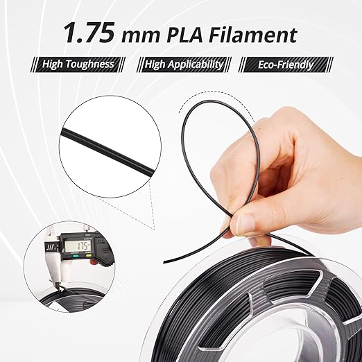 AMOLEN Silk 3D Printer Filament Bundle, PLA Filament 1.75mm Pack, Shiny 3D Printing Filament for Most FDM 3D Printer, Black, Purple, Silver Grey, Sapphire Blue, 200g X 4 - Image 3