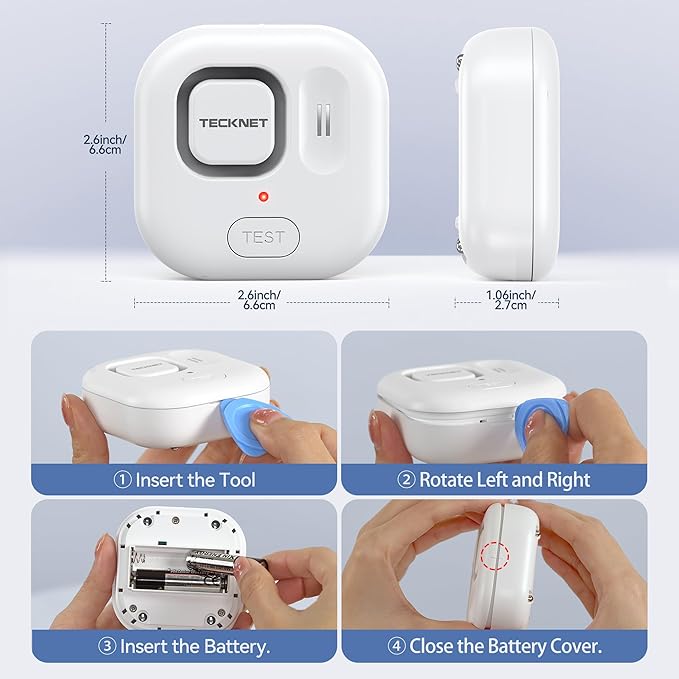 TECKNET Water Leak Detectors for Home, 120dB Water Sensor Alarm Leak Detector, IP66 Waterproof, Water Leak Detectors for Bathroom, Sink, Laundry, Window, Basements, Kitchens(5 Pack, Battery Included) - Image 6