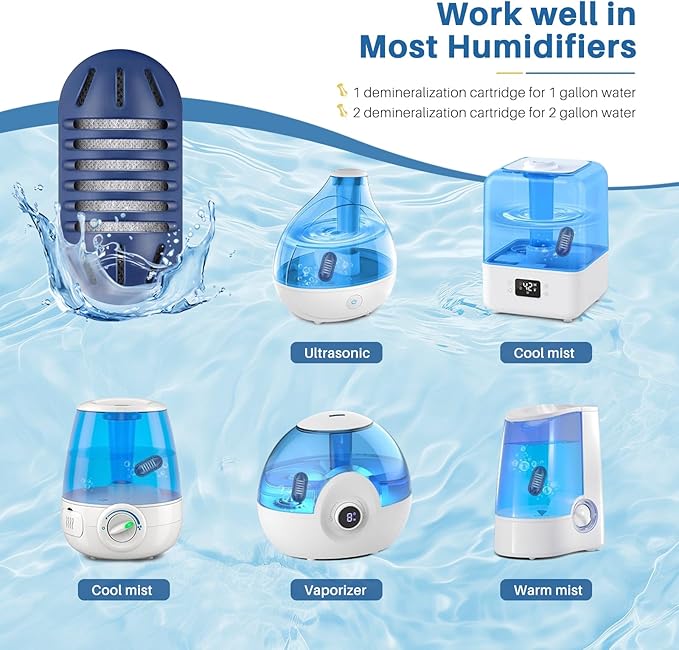 12- Pack Demineralization Cartridge for Humidifier | Compatible with HoMedics Ultrasonic Humidifier and Most Humidifiers, Prevent Hard Water Build-Up, Reduces White Dust, Purifies Water, Part UHE-HDC4 - Image 2