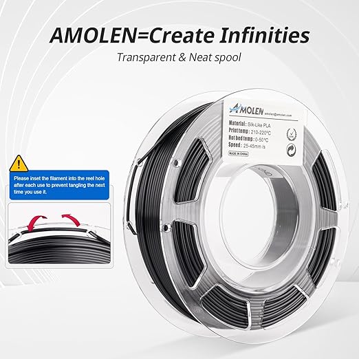 AMOLEN Silk 3D Printer Filament Bundle, PLA Filament 1.75mm Pack, Shiny 3D Printing Filament for Most FDM 3D Printer, Black, Purple, Silver Grey, Sapphire Blue, 200g X 4 - Image 5