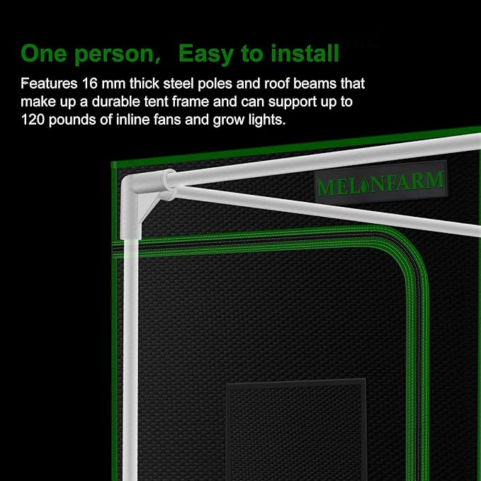 MELONFARM 32"x32"x63'' Grow Tent, High Reflective 600D Diamond Mylar Canvas with Observation Window and Floor Tray for Hydroponic Indoor Plant Growing - Image 6