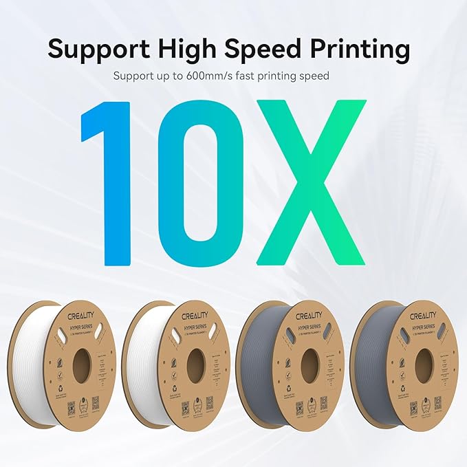 Creality Hyper PLA Filament 1.75mm, 30-600mm/s High Speed 3D Printer Filament, Dimensional Accuracy +/-0.02mm, Fit Most FDM 3D Printers, 4 Pack 1kg Spool(2.2lbs), White & Grey - Image 4