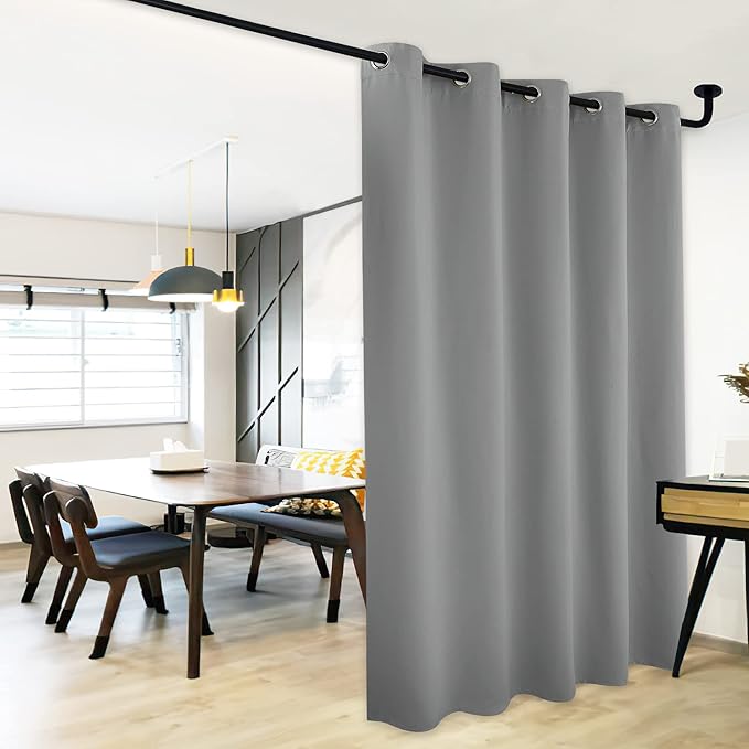 NICETOWN Sliding Door Curtains, Wide Thermal Blackout Patio Door Curtain Panel, Sliding Door Drapes/Draperies with Grommet Top (Silver Gray, W70 x L84) by NICETOWN