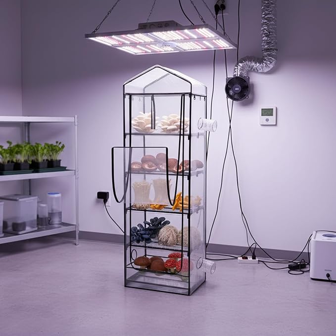 Windyun 5 Tier Extra Tall Mushroom Grow Tent Kit with Light & Timer, 80 x 19 x 27 Inch & 6500k Greenhouse with LED Grow Light, 4" Vents & Built in Humidifier Ports for Indoor Outdoor Mushroom Tent - Image 7