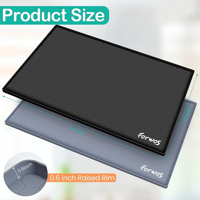 Waterproof Under Sink Mat 34" x 22", Silicone Cabinet Liner, Rubber Protector for Kitchen and Bathroom, Keeps Cabinets Clean, Dry, and Organized (Black) - Image 2