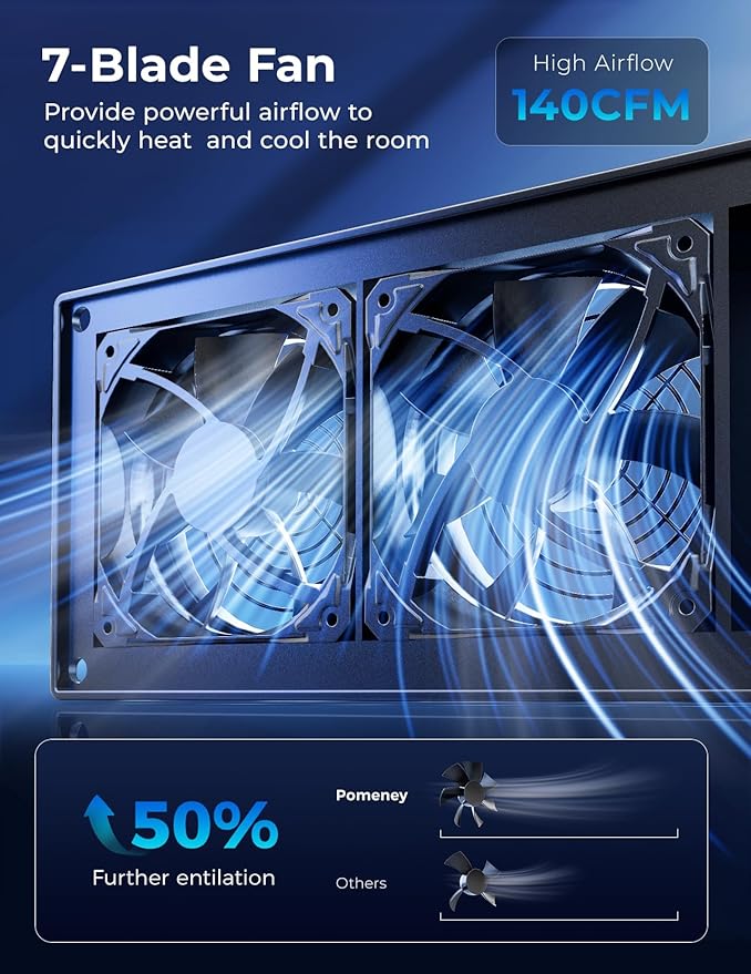 Register Booster Fan, Fits 4” x 10” with Remote Control, Smart Vent Fan Booster with Adjustable 10-Speed Control, Quiet Heating Cooling with Thermostat Control - Image 3