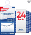 24 Pack Moisture Absorbers for Closet, 9.8OZ Hanging Closet Dehumidifier Bags, Hanging Humidity Absorber in Wardrobes, Kitchens and Bathrooms by Unknown