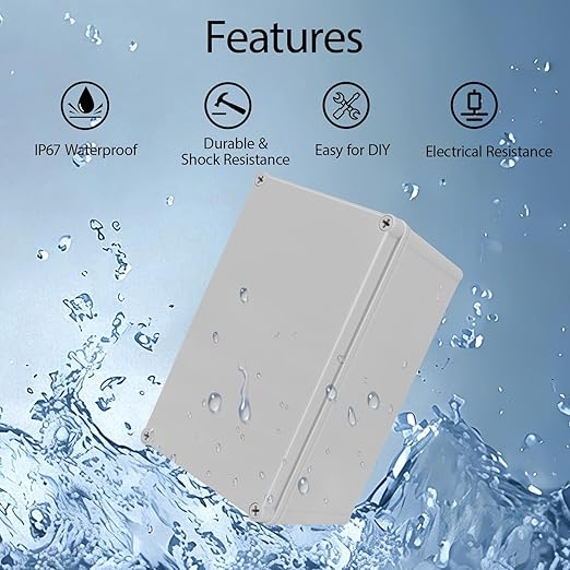 Junction Box，9.8"x 5.9"x 5.1" Outdoor Electrical Box with Mounting Plate, IP67 Dustproof Waterproof ABS Plastic Project Box, DIY Electrical Enclosure Gray (250x 150x 130 mm) - Image 5