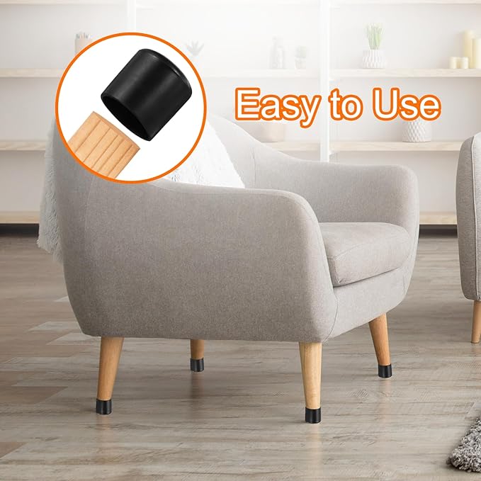 uxcell 24pcs Round Chair Leg Caps 28mm/1.1" PVC Chair Leg Floor Protectors Non-Slip Chair Feet Covers for Hardwood Floors Furniture Protectors, Black - Image 5