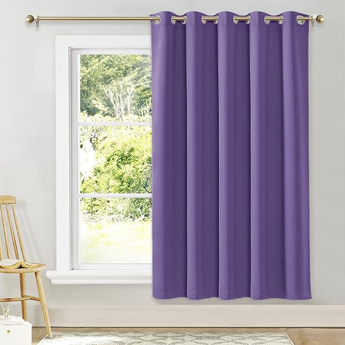 NICETOWN Blackout Wide Blinds for Sliding Door, Lilac Purple, W70 x L72, 1 Panel, Insulated Noise Reduction Drapes, Privacy Vertical Curtain for Living Room&Bedroom by NICETOWN