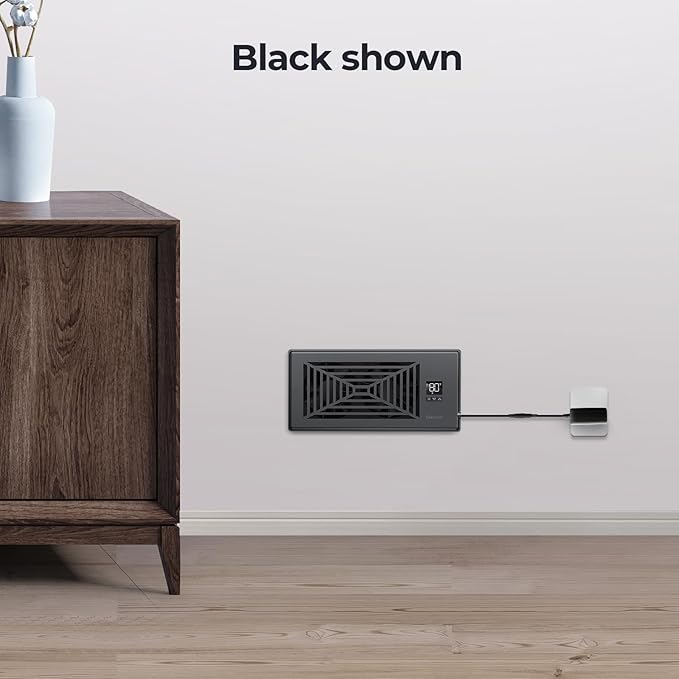 Quiet Register Booster Fan Fits 4" x 10" Register Holes, 10-Speed Smart Heating Cooling AC Vent Fan with Remote Control and Thermostat Control - Black - Image 7