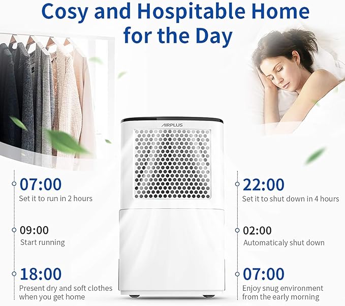 AIRPLUS 4500 Sq. Ft Dehumidifiers for Home, 70 Pints Dehumidifier for Basement with Drain Hose, Continuous Drainage, Intelligent Humidistat, Dehumidifier for bathroom, bedroom, Large Room - Image 2