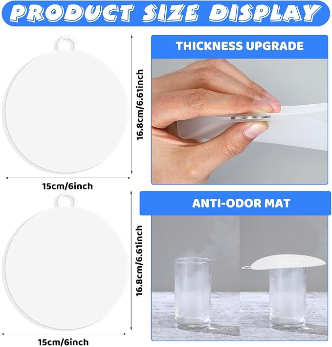 Yinkin 6 Pcs Drain Covers to Keep Bugs Out Silicone Shower Floor Tub Stoppers Bathtub Drain Stoppers Sewer Anti-Odor Mats Deodorizing Plugs for Bathroom(6 x 6 Inch,Round,White) - Image 2